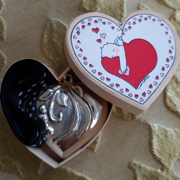 VTG Sterling Art Nouveau large puffy heart pendant - Picture 3 of 8